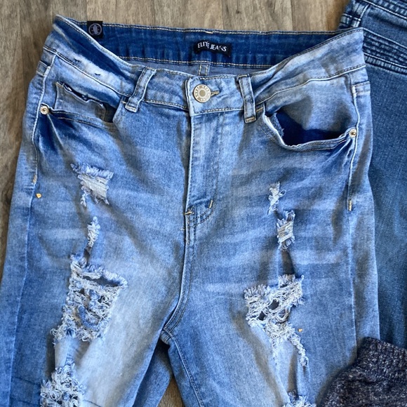 3 pair jeans & 1 short lot lilu brand size 1 elite jeans size 11/11 apt 9 size 6 - Picture 2 of 16